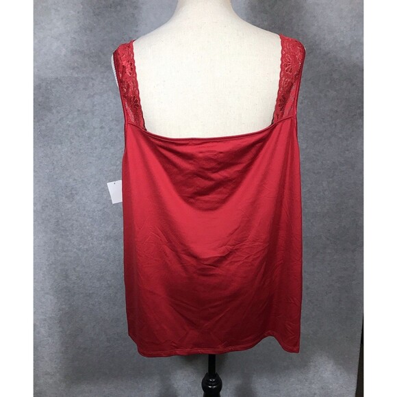 Lace Trimmed Tank Cami Womans 22/24W Red Stretch Valentine Coquette Whimsy NWT - Picture 3 of 8